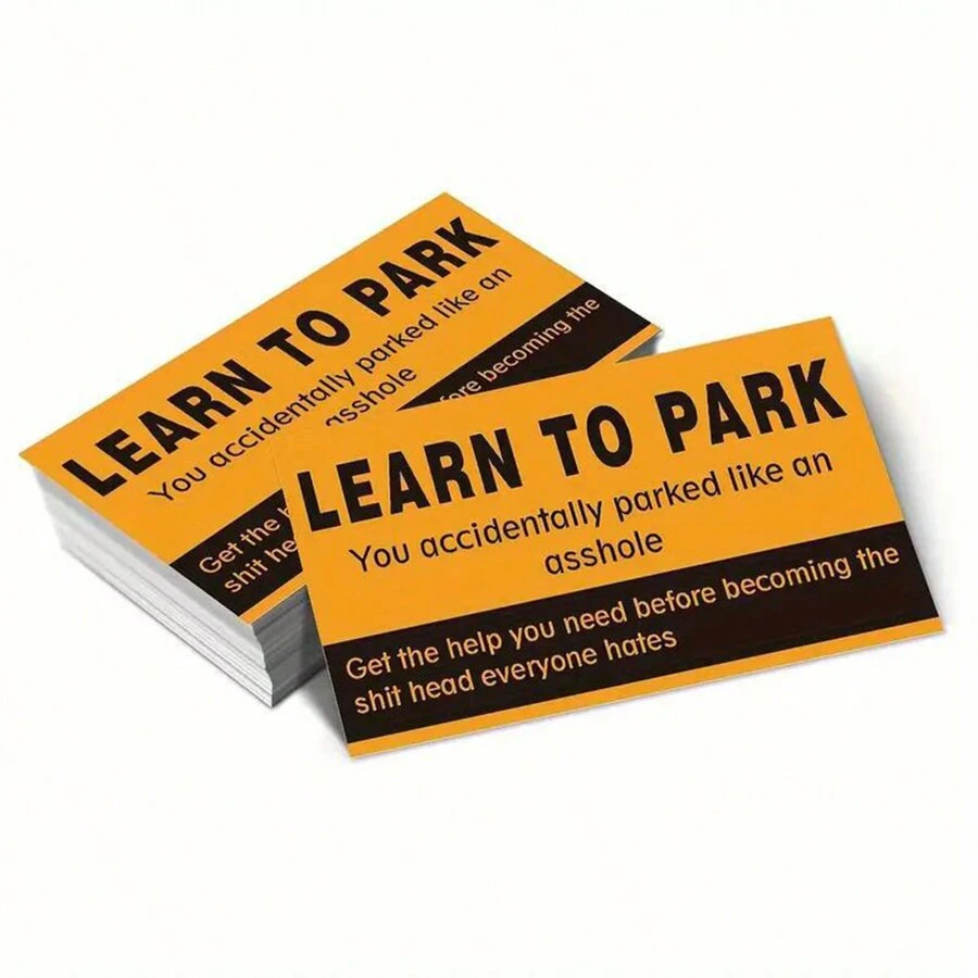 1 Pack Of 10pc/25pc/50pc/100pc Funny Parking Violation Cards - Yellow - View 1