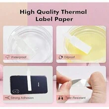 NIIMBOT Thermal Label Maker Paper 0.5"4.3" Stickers Waterproof Tear-Resistant Replacement For D11/D110 Label Printer Office&Home Cable 65 Labels/Roll (White) - White - View 4