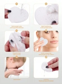 Maange 60入組心型壓縮臉部洗面粉撲配有透明收納盒,柔軟皮膚友好的臉部撲,化妝工具便於攜帶旅行 - 白色 - 查看 5