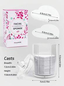 Maange 60入組心型壓縮臉部洗面粉撲配有透明收納盒,柔軟皮膚友好的臉部撲,化妝工具便於攜帶旅行 - 白色 - 查看 4