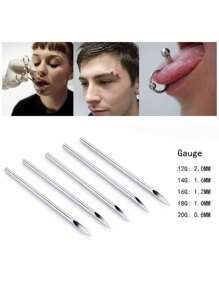 1pc Random Disposable Sterilized Piercing Needle For Medical Use, Made Of 316l Stainless Steel - Silver - View 1