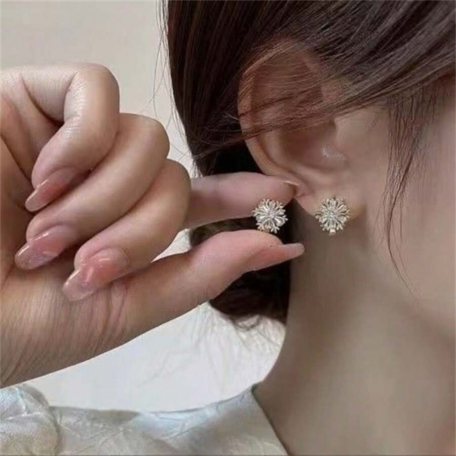 2023 耳環,設計師奢華雪花設計,可搭配任何服裝而不褪色 - 金色 - 查看 1