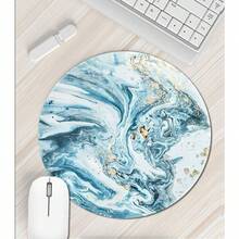 1個直徑20*20cm藍色大理石圖案的圓形鼠標墊,由橡膠製成,適用於鼠標 - 十八 - 查看 2