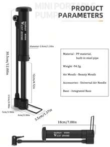 1pc Bicycle Pump, Compatible With Cycling Equipment/mountain Bike And More - Black - View 2