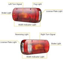 Iluminación de remolque de luz trasera 13 pin, luces traseras de iluminación de remolque de 12 V con 6 funciones, 2 x 5.5 m de cable establecido - Rojo - Ver 4