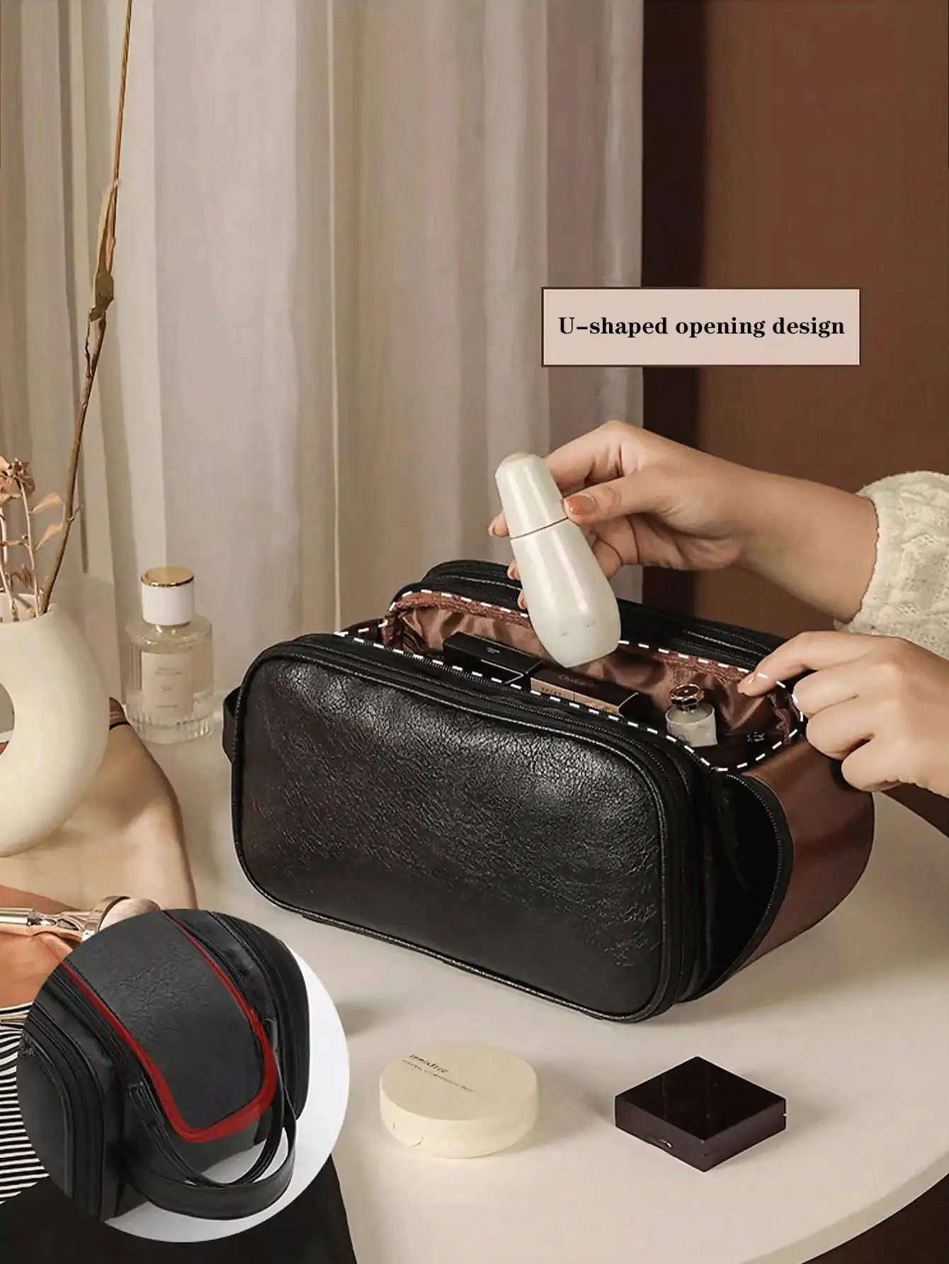 Women's Large Capacity Portable Toiletry Bag For Travel And Cosmetic Storage Men Toiletry Bag Makeup Brushes Storage Makeup Bag Makeup Bags Makeup Organizer Make Up Organizer Makeup Storage
