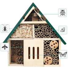 木製昆蟲房蜂巢蝴蝶花園戶外掛式昆蟲旅館,適用於酒店裝飾和景觀設計 - 綠色 - 查看 4