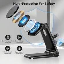 Foldable 3 In 1 Charging Station Compatible With Apple Devices - Magnetic Wireless Charging Station - Phone And Watch Charger Stand Compatible With IPhone 15/14/13/12/11 Pro Max/XR/ 8 Plus And Airpods  (Mag-Safe) - Black - View 5
