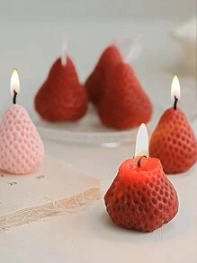 10pcs Red Strawberry Shaped Birthday & Festival Cake Candles Decoration For Party