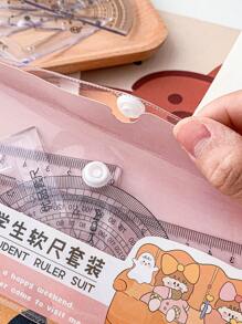 MOKA 4pcs/Set Student Stationery Set With Soft 20cm Ruler, Triangular Ruler, Protractor And Pencil Sharpener,Rulers - Multicolor - View 6