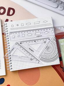 MOKA 4pcs/Set Student Stationery Set With Soft 20cm Ruler, Triangular Ruler, Protractor And Pencil Sharpener,Rulers - Multicolor - View 4