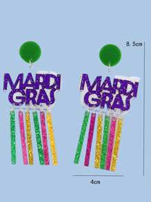 1pair Women's Exaggerated Earrings For Christmas, Acrylic Earrings Featuring Christmas Tree, Letter, Cake And Star Design - Letter Tassel - View 2