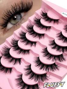 Asiteo 7 Pairs Natural Soft Cat Eye Lashes Fluffy Eyelashes Faux Mink Wispy Lashes Dramatic Long Thick Volume Eyelashes - Lông mi Criss Cross - Xem 1