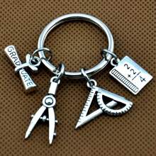 1pc Fashionable Engineer/Architect House Design Keychain, Decorated With Hammer & Ruler, Creative Decoration Keyring For Men And Women - Multicolor - View 5