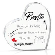 1個 亞克力材質愛心裝飾,印有圖案的愛心牌匾,愛心裝飾紀念品,紀念愛心紙鎮裝飾 - 無色 - 查看 2