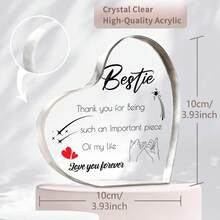 1個 亞克力材質愛心裝飾,印有圖案的愛心牌匾,愛心裝飾紀念品,紀念愛心紙鎮裝飾 - 無色 - 查看 3