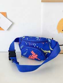 兒童卡通恐龍印花腰包,適合孩子攜帶零用錢,男孩 - 寶藍色 - 查看 6