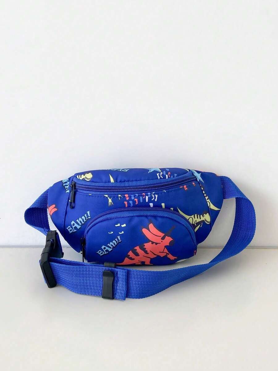 兒童卡通恐龍印花腰包,適合孩子攜帶零用錢,男孩 - 寶藍色 - 查看 1