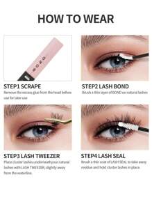 1入6毫升睫毛黏合劑及密封集群睫毛膠2合1,白色干掉後變成透明,適用於單根睫毛長期使用的超級造型48-72小時防水單一集群睫毛膠,適用於睫毛群diy家用假睫毛延伸膠黏劑。 - 粉色 - 查看 5