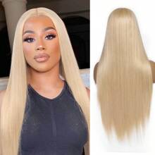 Blonde 613 4x1 Lace Part Middle Part Long Straight  Synthetic Chemical Fiber Wig High Density Suitable For 's Cheap Top Quality Silky Daily Wear On Holidays Christmas Natural Looking Stylish Wigs - Gold - View 2
