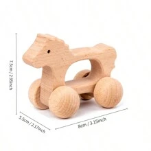 蒙特梭利木製嬰兒推車玩具,安全可靠的動物造型幼兒推車玩具,天然木製可咀嚼玩具,是幼兒的絕佳禮物！ - 木質幼兒手推車玩具 - 查看 2