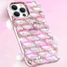 美人魚魚鱗手機殼,適用於多款iphone（11/12/13/14/15/15 Pro Max）,防摔保護殼 - 藍色 - 查看 4