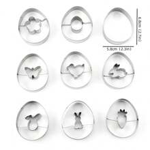 9pcs/Set 304 Stainless Steel Easter Cookie Cutter Mold Set, Bunny Egg Cake Baking Tools - Silver - View 2