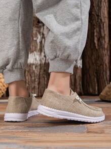 1對新款兒童樂福平底鞋,時尚、多功能、休閑、輕量級、防滑、透氣,適合四季穿著 - 卡其色 - 查看 4