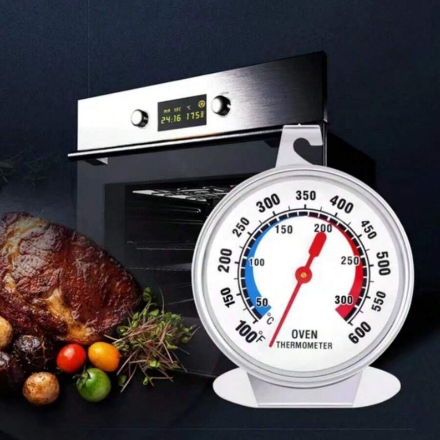1入組烤箱溫度計,烘焙高溫金屬烤箱溫度計,烘焙烤箱底部式指針溫度計,迷你刻度板立式溫度計,50-300℃烤箱溫度計,廚房小物品,便宜物品 - 銀色 - 查看 1