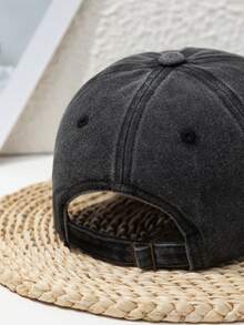 1pc Unisex Run Letter Outdoor Casual Adjustable Baseball Cap, Spring, Autumn, Sunproof, Suitable For Daily Wear - Black - View 3