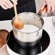 1pc Thickened 304 Stainless Steel Milk Pot With Steaming Rack & Steaming Plate For Baby Food Cooking, Mini Multifunctional Household Pot - Grey - View 5