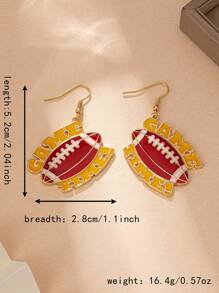 1 对时尚个性化运动风格足球形吊坠耳钉，适合女士日常佩戴、节日和派对礼物 - 咖啡棕 - 查看 5