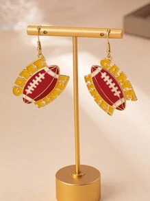 1 对时尚个性化运动风格足球形吊坠耳钉，适合女士日常佩戴、节日和派对礼物 - 咖啡棕 - 查看 2