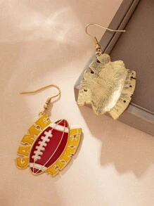 1 对时尚个性化运动风格足球形吊坠耳钉，适合女士日常佩戴、节日和派对礼物 - 咖啡棕 - 查看 3