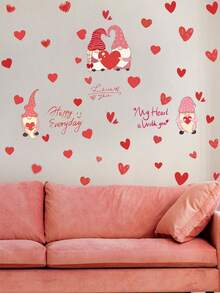 1 Pack Valentine's Day DIY Little Man Holding Heart Decoration Wall Sticker, Removable PVC Material Wall Sticker, Suitable For Living Room And Bedroom Wall Sticker, 11.8" X 23.6" - Multicolor - View 2