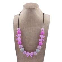 1個新的兒童藝術和工藝品卡通蝴蝶結項鍊,創意彩色矽膠珠子,兒童diy手工首飾配件 - 紫色 - 查看 1