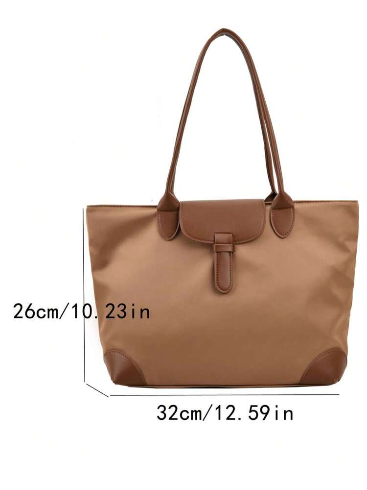 Lightweight, Business Casual Large Capacity Tote Bag, Nylon Double Handle Shoulder Bag, Women's Fashion Office & Work Handbag Stitch Detail Shoulder Tote Bag For Teen Girls Women College Students, Rookies & White-Collar Workers Multiple Compartments Classic Casual, Suitable For Teen Girls Women College Students, Teacher, Perfect For Back To School, First Day Of School, Tote Bags For Women, College Essentials , Teacher Gift, Cream Bag