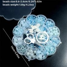 三件組13格花盒珠淺藍色系列壓克力風鈴花圓珠可做成手鍊系列手機掛件 - 藍色 - 查看 2