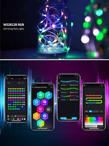 Acosh Neon 藍牙led燈串rgbic夢幻色彩效果,具有智能app自定義顏色音樂同步顏色變化,usb Led妖精燈可用於室內和室外裝飾派對氛圍照明 - Dreamcolor - 查看 7