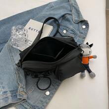 中性時尚斜背袋/肩袋,街頭風格,日系,通勤,休閒,購物袋 - 黑色 - 查看 12