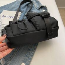 中性時尚斜背袋/肩袋,街頭風格,日系,通勤,休閒,購物袋 - 黑色 - 查看 10