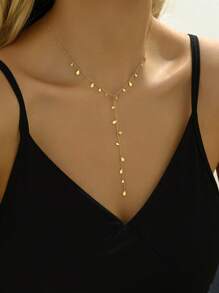 1 Collar De Acero Inoxidable Con Colgante En Forma De Y Chapado En Oro De 18 Quilates. - Amarillo Oro - Ver 1