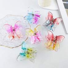 女孩用雙層蝴蝶式雙擊髮夾,厚實透明大爪髮夾,可愛髮飾,薄款和中款髮夾 - 彩色 - 查看 2