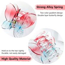女孩用雙層蝴蝶式雙擊髮夾,厚實透明大爪髮夾,可愛髮飾,薄款和中款髮夾 - 彩色 - 查看 4