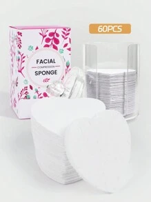 Maange 60入組心型壓縮臉部洗面粉撲配有透明收納盒,柔軟皮膚友好的臉部撲,化妝工具便於攜帶旅行 - 白色 - 查看 11