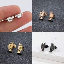 1對不鏽鋼樂器色士風耳環,適用於女人母親禮物,音樂珠寶首飾 - 黑色 - 查看 10