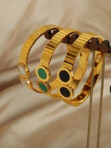 1只18k鍍金不鏽鋼可調開口羅馬數字手鍊 - 手鐲 - 查看 1