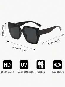 1 件装男士经典几何塑料设计时尚眼镜，适合旅行日常生活服装配饰 - 灰色 - 查看 5