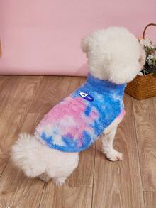 1pc Warm Plush Pet Clothes With Soft & Comfortable Tie-Dye Fabric Suitable For Cat & Dog As Sleepwear