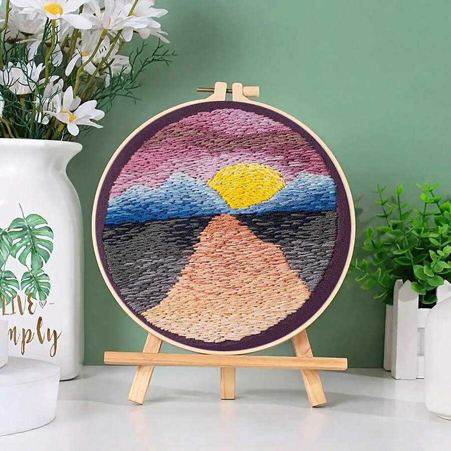 Diy Embroidery Kit For Scenic View, Set Of 2, Multicolor - Multicolor - View 1